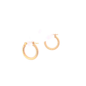 14K 14.1mm Vintage Twist Fashion Hoop Earrings Yellow Gold