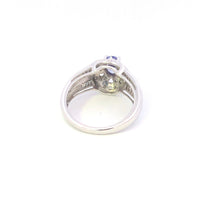 Load image into Gallery viewer, 14K Oval Tanzanite Diamond Halo Statement Ring White Gold