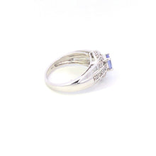 Load image into Gallery viewer, 14K Oval Tanzanite Diamond Halo Statement Ring White Gold