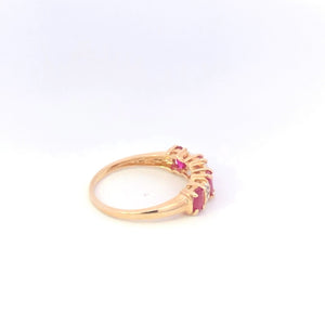 14K Oval Ruby Diamond Vintage Wedding Band Ring Yellow Gold