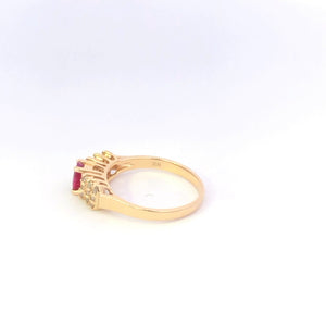 14K 0.57 Ctw Natural Ruby Diamond Vintage Ring Yellow Gold