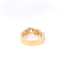 Load image into Gallery viewer, 14K Green Sapphire Diamond Vine Leaf Band Ring Yellow Gold