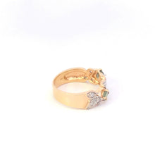 Load image into Gallery viewer, 14K Green Sapphire Diamond Vine Leaf Band Ring Yellow Gold