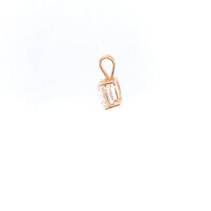 14K Round Vintage CZ Solitaire Classic Pendant Yellow Gold