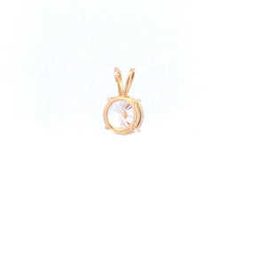 14K Round Vintage CZ Solitaire Classic Pendant Yellow Gold