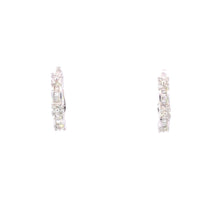 Load image into Gallery viewer, 14K 1.28 Ctw Baguette Diamond Encrusted Hoop Earrings White Gold