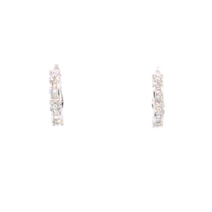 14K 1.28 Ctw Baguette Diamond Encrusted Hoop Earrings White Gold