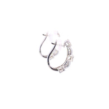 Load image into Gallery viewer, 14K 1.28 Ctw Baguette Diamond Encrusted Hoop Earrings White Gold