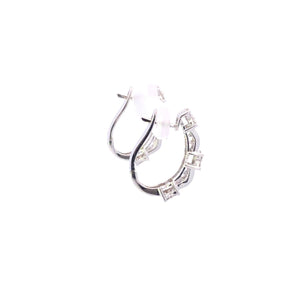 14K 1.28 Ctw Baguette Diamond Encrusted Hoop Earrings White Gold