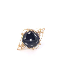 Load image into Gallery viewer, 14K Elaborate Blue Enamel Filigree Seed Pearl Round Pin/Brooch Yellow Gold