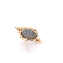 Load image into Gallery viewer, 14K Elaborate Blue Enamel Filigree Seed Pearl Round Pin/Brooch Yellow Gold