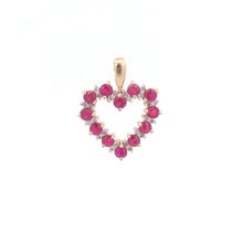 Load image into Gallery viewer, 14K Classic Ruby Diamond Heart Vintage Love Pendant Yellow Gold