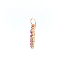 14K Classic Ruby Diamond Heart Vintage Love Pendant Yellow Gold