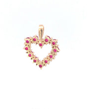 Load image into Gallery viewer, 14K Classic Ruby Diamond Heart Vintage Love Pendant Yellow Gold