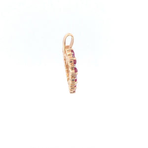 14K Classic Ruby Diamond Heart Vintage Love Pendant Yellow Gold