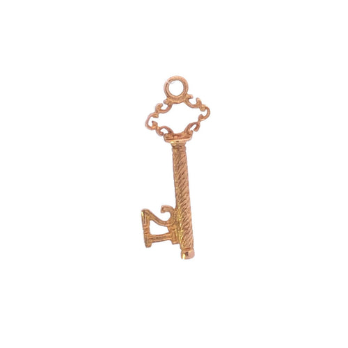 9K 21 Skeleton Key Ornate Twenty First Birthday Charm/Pendant Yellow Gold