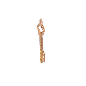 9K 21 Skeleton Key Ornate Twenty First Birthday Charm/Pendant Yellow Gold