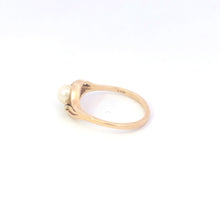 Load image into Gallery viewer, 10K Pearl Diamond Accent Vintage Bypass Ring Yellow Gold