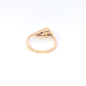 10K Pearl Diamond Accent Vintage Bypass Ring Yellow Gold