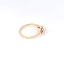 Load image into Gallery viewer, 10K Pearl Diamond Accent Vintage Bypass Ring Yellow Gold