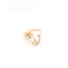 Load image into Gallery viewer, 10K Pearl Diamond Accent Vintage Swirl Statement Ring Yellow Gold