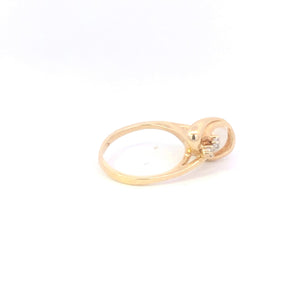 10K Pearl Diamond Accent Vintage Swirl Statement Ring Yellow Gold