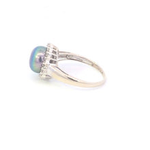 Load image into Gallery viewer, 10K 10.3mm Cultured Pearl Diamond Halo Ring White Gold