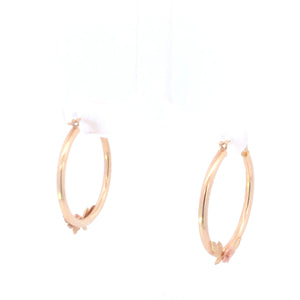 10K 26.4mm Vintage Rose Flower Statement Hoop Earrings Yellow Gold