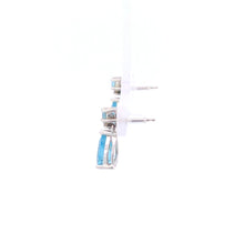 Load image into Gallery viewer, 10K Pear Blue Topaz Diamond Accent Dangle Earrings White Gold