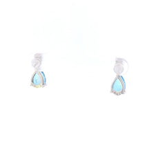 Load image into Gallery viewer, 10K Pear Blue Topaz Diamond Accent Dangle Earrings White Gold