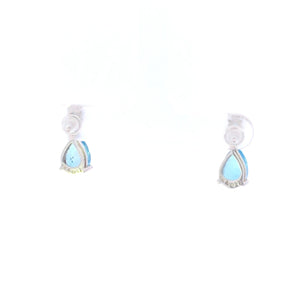 10K Pear Blue Topaz Diamond Accent Dangle Earrings White Gold