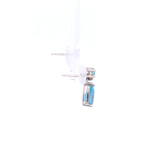 10K Pear Blue Topaz Diamond Accent Dangle Earrings White Gold