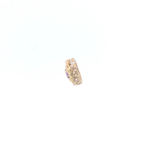 10K Marquise Amethyst Ornate Slide Bracelet Charm/Pendant Yellow Gold