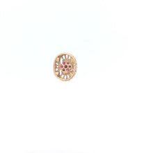 Load image into Gallery viewer, 10K Ruby Filigree Diamond Flower Slide Bracelet Charm/Pendant Yellow Gold