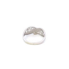 Load image into Gallery viewer, Sterling Silver 10k Gold Faith Cross Charm Wavy Religious Ring