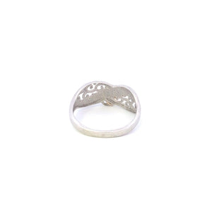 Sterling Silver 10k Gold Faith Cross Charm Wavy Religious Ring