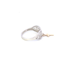Load image into Gallery viewer, Sterling Silver 10k Gold Faith Cross Charm Wavy Religious Ring