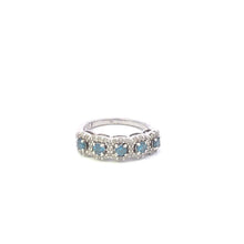Load image into Gallery viewer, 925 Blue &amp; White Diamond Halo Statement Ring