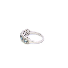 Load image into Gallery viewer, 925 Blue &amp; White Diamond Halo Statement Ring