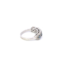 Load image into Gallery viewer, 925 Blue &amp; White Diamond Halo Statement Ring