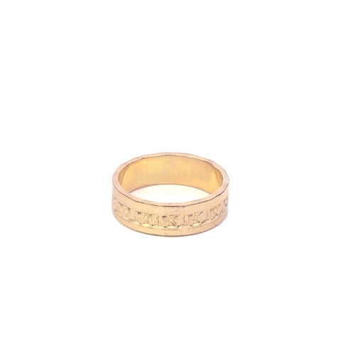 Gold Filled 5.9mm Blossom Pattern Vintage Statement Band Ring
