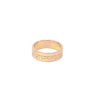 Gold Filled 5.9mm Blossom Pattern Vintage Statement Band Ring