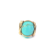 Load image into Gallery viewer, Gold Filled Oval Turquoise Cabochon Vintage Wire Wrap Ring