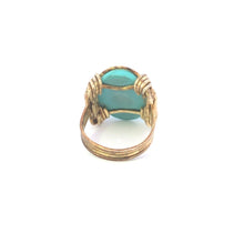 Load image into Gallery viewer, Gold Filled Oval Turquoise Cabochon Vintage Wire Wrap Ring