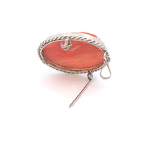 Load image into Gallery viewer, Sterling Silver Carved Coral Artemis Goddess Rope Trim Pendant/Pin