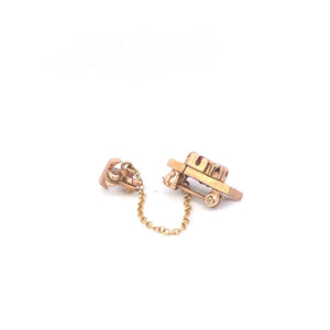 10K Iota Omicron Syn. Ruby Seed Pearl Lapel Pin/Brooch Yellow Gold