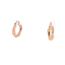 Load image into Gallery viewer, 9K 16.9mm Twist Squared Puffy Vintage Hoop Earrings Yellow Gold