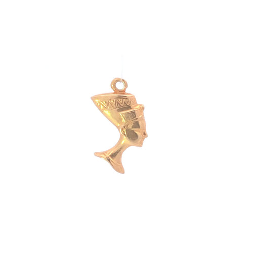 9K Egyptian Queen Nefertiti Bust Head Vintage Charm/Pendant Yellow Gold