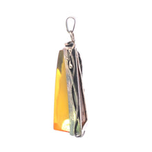 Load image into Gallery viewer, Sterling Silver Yellow Art Glass Southwestern Floral Triangle Pendant