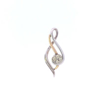 Load image into Gallery viewer, Sterling Silver 10k Gold Diamond Wavy Round Cluster Journey Pendant